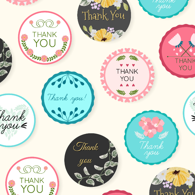 

Custom Label/Sticker Thank You 100 PCS (4/6/8cm)