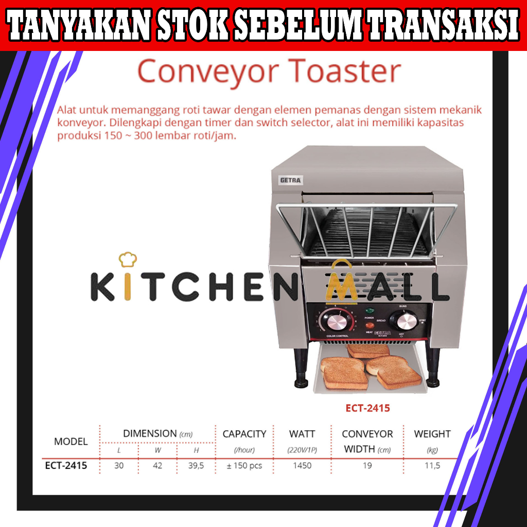 Getra ECT-2415 conveyor toaster - pemanggang roti konveyor - pemanggang roti tawar