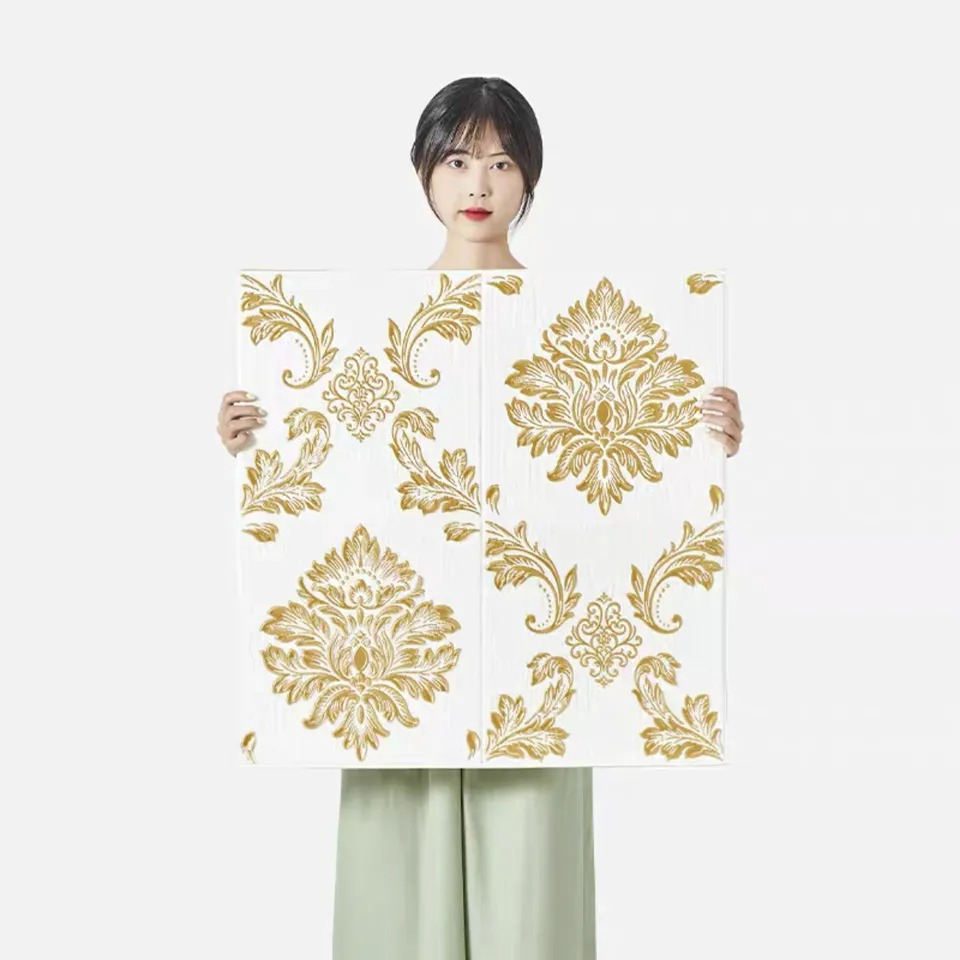 Wallpaper Dinding 3D FOAM / Sticker Dinding / Wallpaper Foam 3D / Wallfoam Motif Bunga Batik Damask