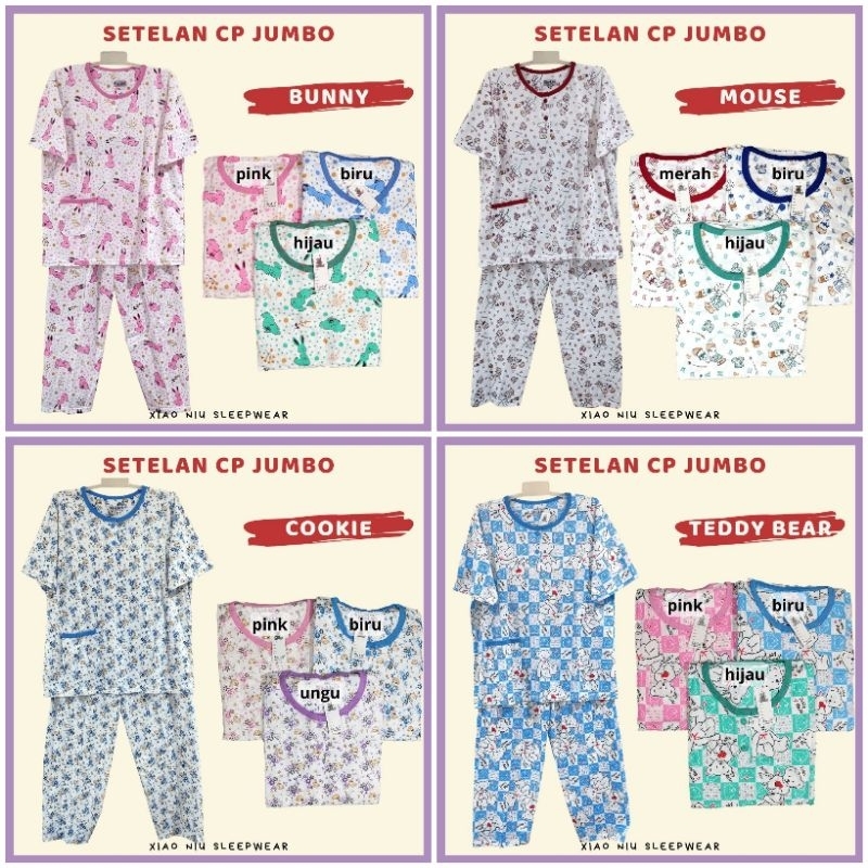Piyama Jumbo Busui Siu Lie Celana Panjang / Baju Tidur Kaos Wanita