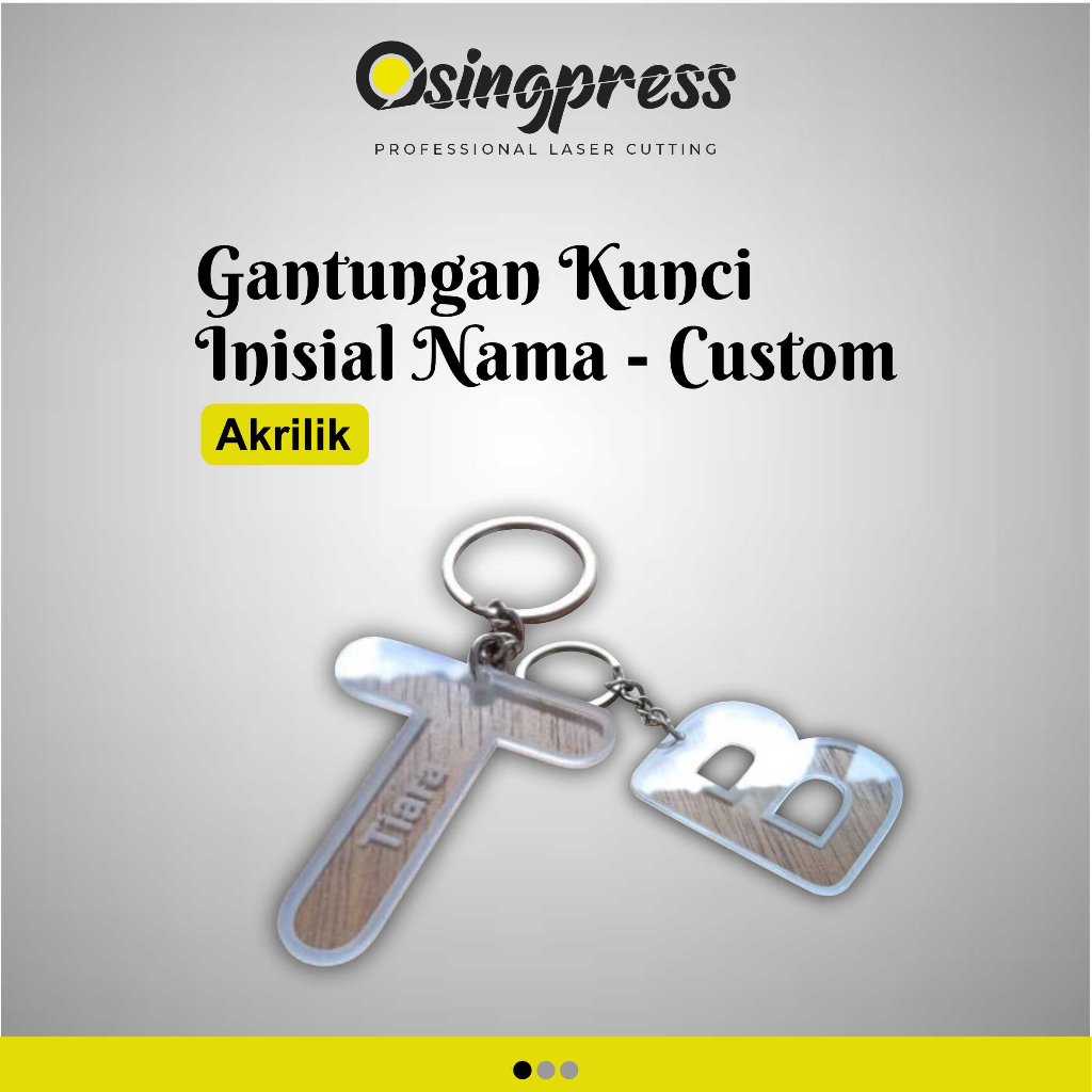 Gantungan Kunci Akrilik Grafir - Inisial Nama Custom