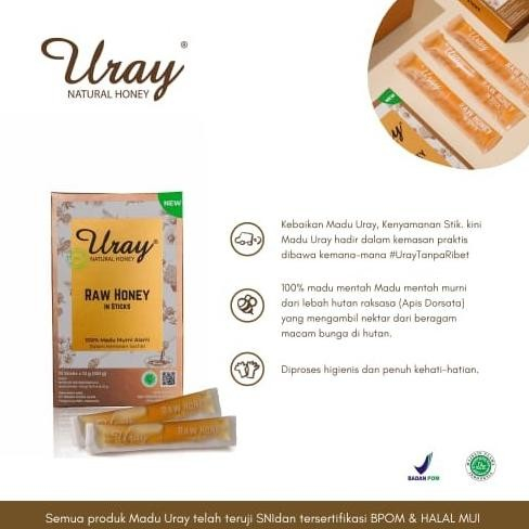 

Madu Uray Honey Raw Stick/Madu Uray Stick Isi 10 Stick x 12gr (120gr)