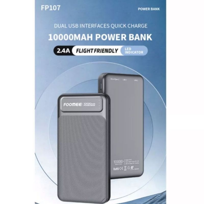 FOOMEE FP107 powerbank 10000mAh 2.4 LED indikator original