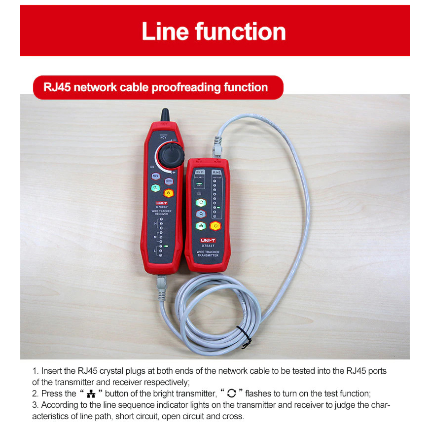 UNI-T Lan Tester Network Wire Tracer Cable Tracker UT683KIT Original