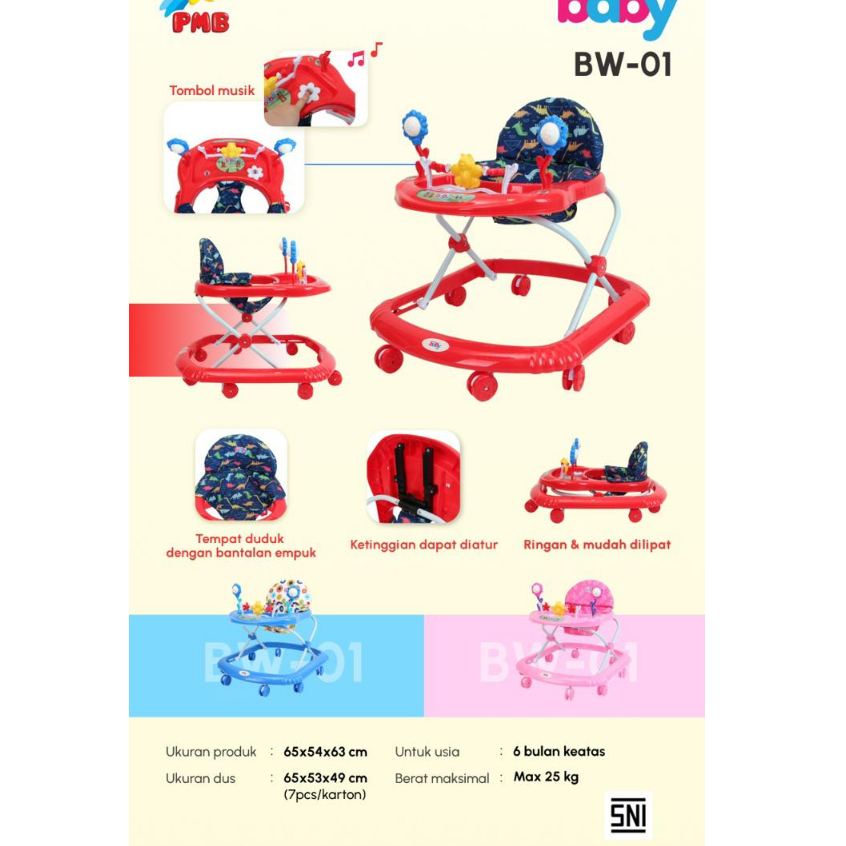 PMB Iora Baby Walker - Kursi Roda Baby -Kursi Belajar Jalan Baby BW-01