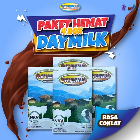 

Daymilk Rasa Cokelat 200gr - Paket 4 Box Susu Kambing Etawa Bantu Atasi Sesak Nafas, Asma, & Batuk