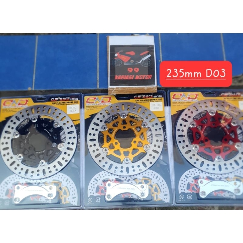 PIRINGAN DEPAN CAKRAM DELKEVIC 235MM mio j mio m3 fino CNC FLOATING BRAKE DISK DISC LUBANG BAUT 3