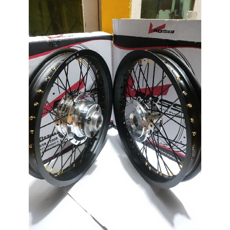 Paketan Pelak tromol jari Velg Rossi Motor -  GL Pro  - Megapro Primus - Gl max -  Paket Velg Tromol