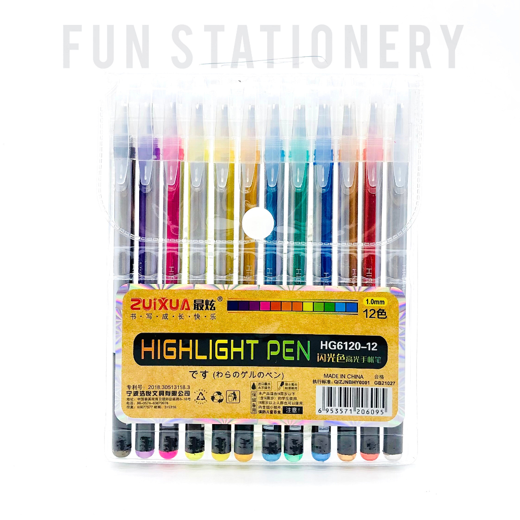 

PULPEN GLITTER GOLD ZUIXUA HG - 6120 12 WARNA / GEL PEN WARNA WARNI