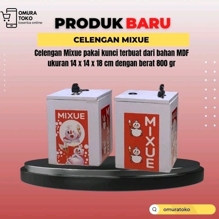 Celengan Mixue | Celengan Mixue Free Kunci | Celengan Karakter | Celengan Lucu | Omura Toko