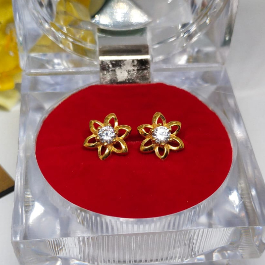 Tiara Jaya88 #Kerabu Wanita Emas ASLI Giwang Permata Ukir Variasi Corak Earrings Stud