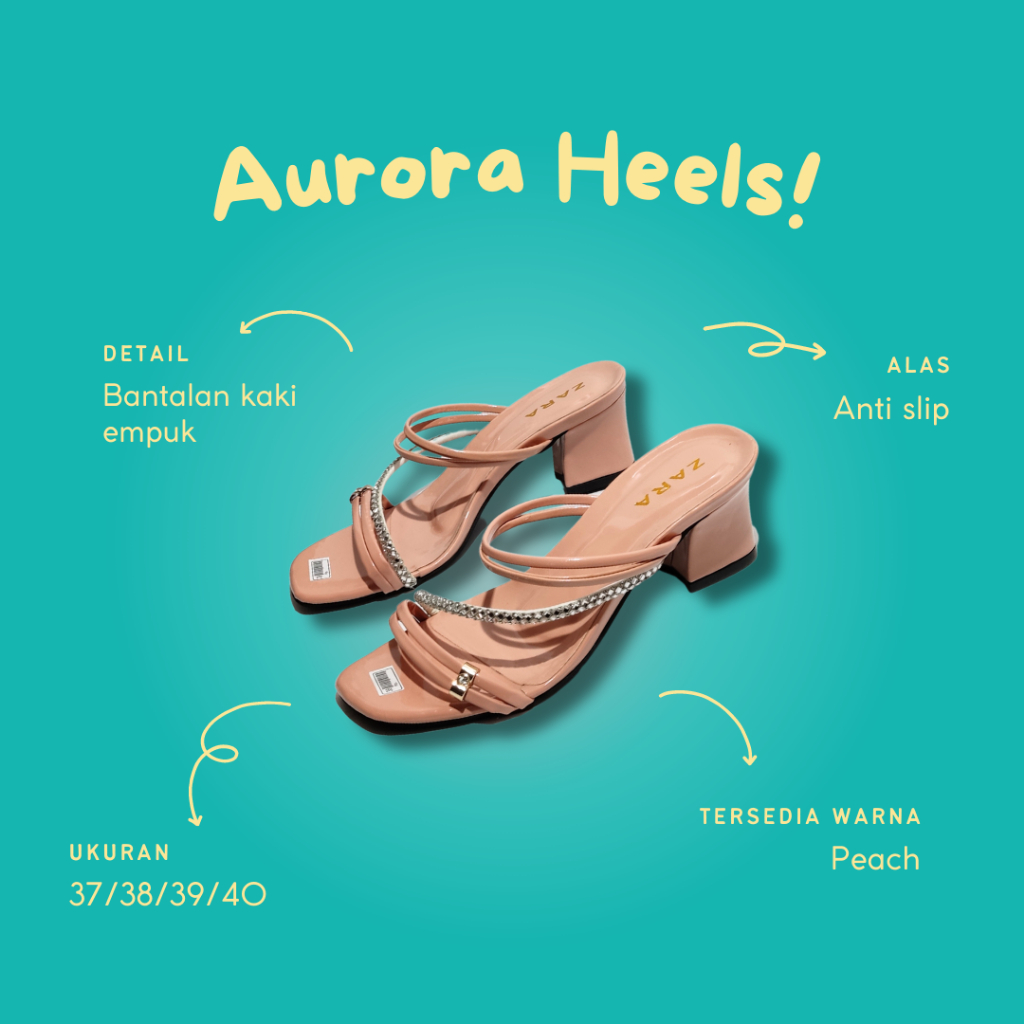 Sandal Wanita Hak Tahu - Aurora Heels Sandal Tali Heels 3cm