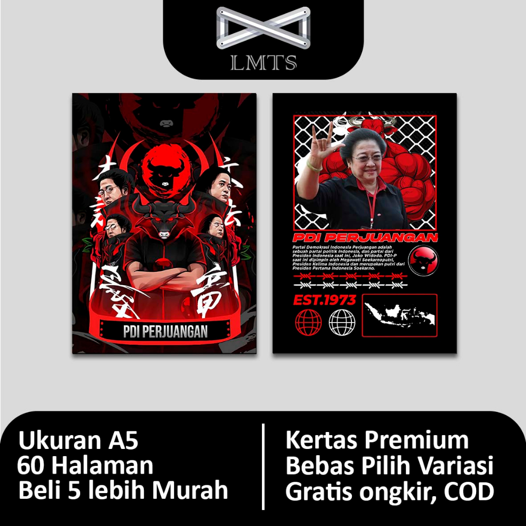 

[Grosir] Buku Tulis PDI Perjuangan A5