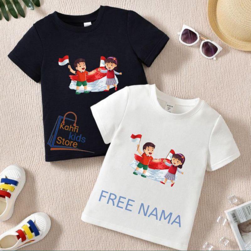 Kaos Anak Gambar bendera merah putih I Kaos distro Sablon DTF Laki-laki dan Perempuan Premium Terbar