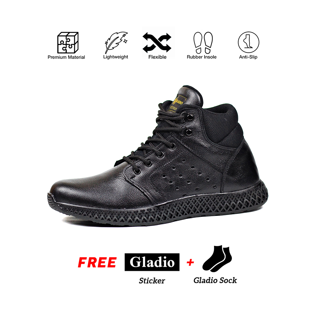 GLADIO Official - Sepatu Sneakers Pria Sandro High - Black