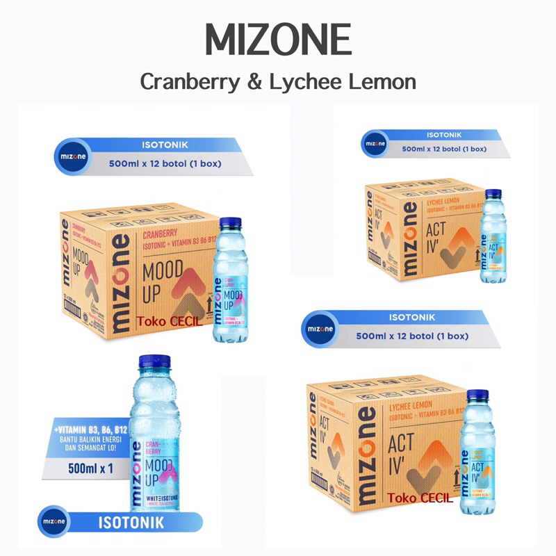 

(KHUSUS GOJEK GRAB) Mizone 1 Dus isi 12 Botol @500ml Minuman Isotonik Lychee Lemon & Cranberry