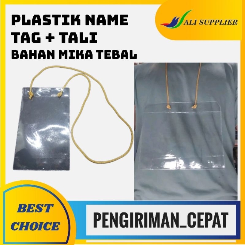 SET PLASTIK ID 1 SET NAME TAG + TALI / GANTUNGAN NAMA PESERTA / PLASTIK HANGTAG / NAMETAG PLASTIK / 