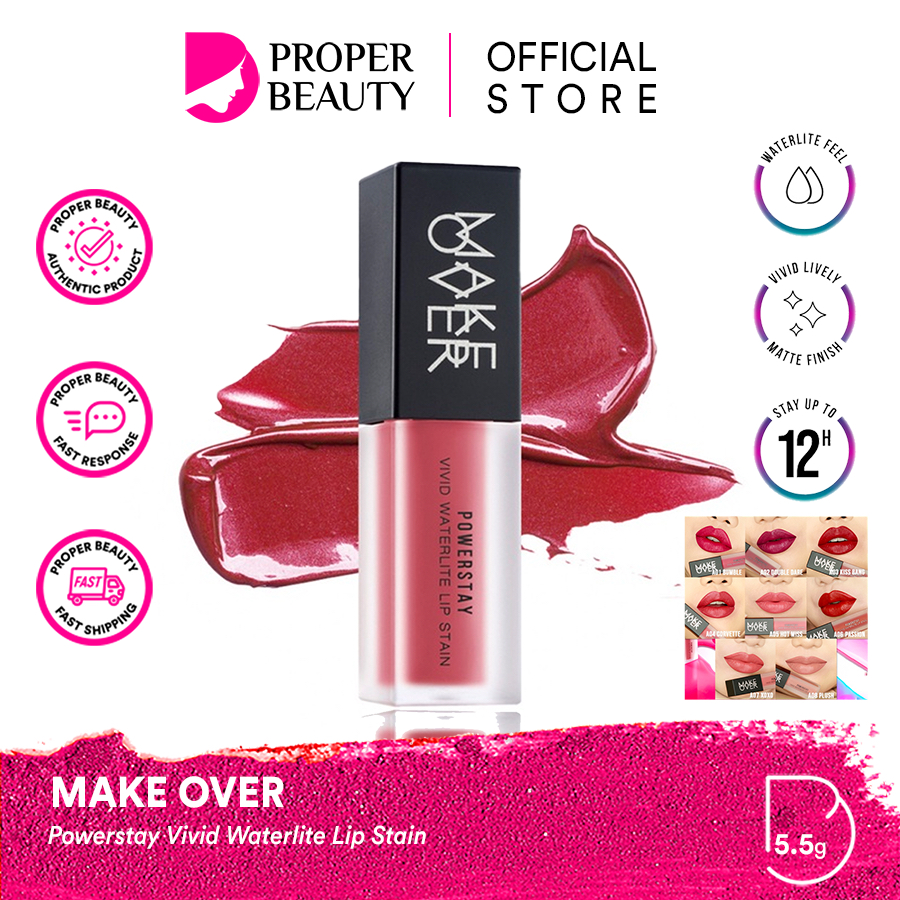 MAKE OVER Powerstay Vivid Waterlite Lip Stain Indonesia / Lip Cream 5.5g / Waterlite Feel Vivid Live