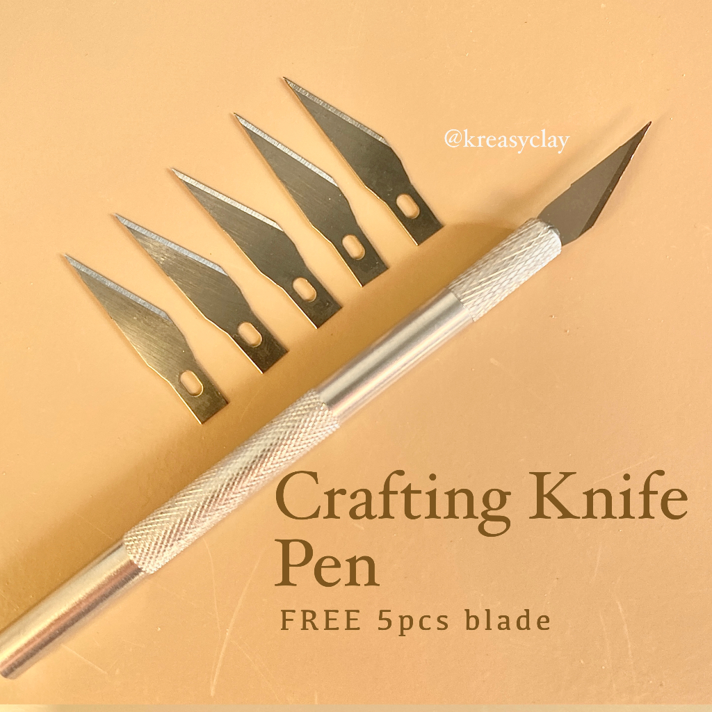 

Cutter Pen FREE 5PCS BLADE - Crafting Knife - Knife Pen - Pisau Pen Kecil Journaling Sticker - Small Blade - Art Knife