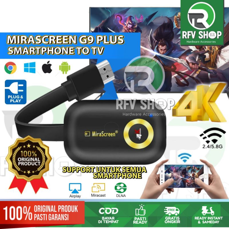 MIRASCREEN G9 PLUS 2,4G/5G 4K HDMI Wireless Display Dongle Mirroring smartphone to TV