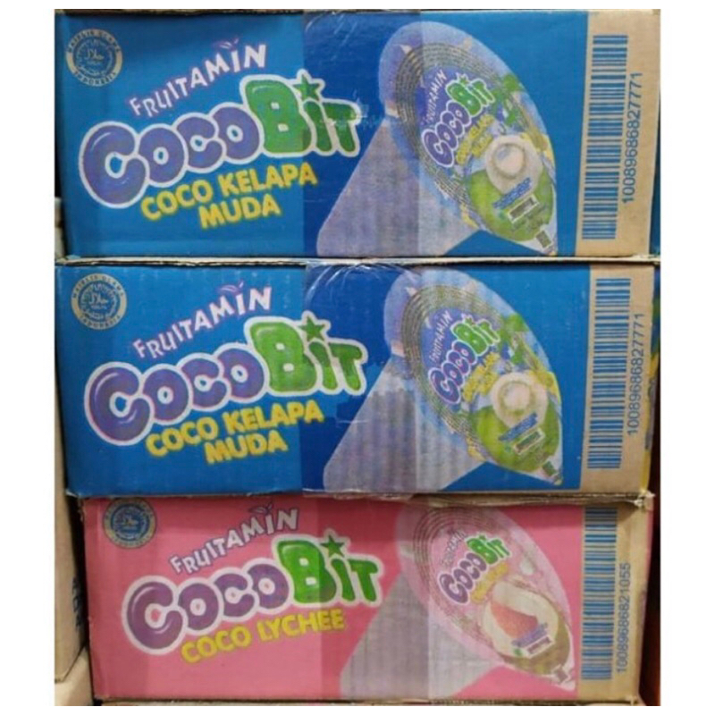 (KHUSUS GOJEK GRAB) Cocobit 1 Dus Karton isi 24pcs @150ml Minuman Nata De Coco Fruitamin Lychee & Ke