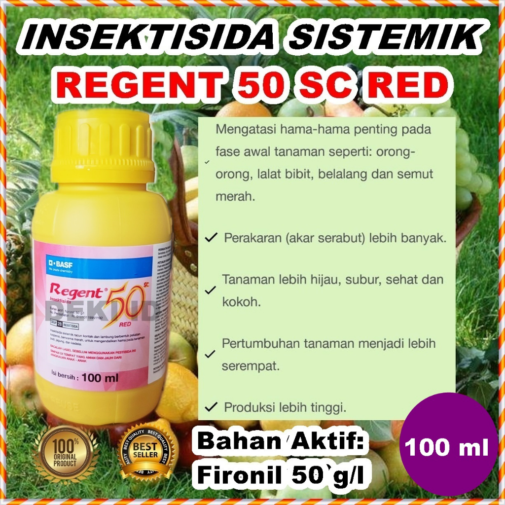 Regent 100 Ml 50Sc Red Insektisida Sistemik Plus Zpt Obat Hama Serangga Tanaman Hias Bunga Buah