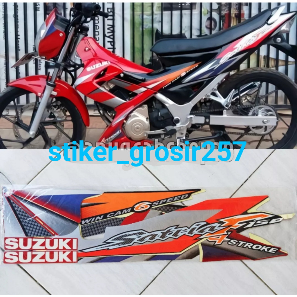 STIKER STRIPING & LIS BODY SATRIA FU CBU 2006 2007 MERAH