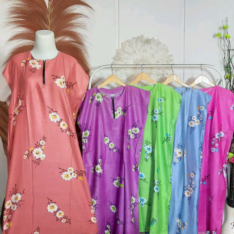 Dress Wanita Besar Gemuk Daster Midi Jumbo Resleting Busui Murah Adem -