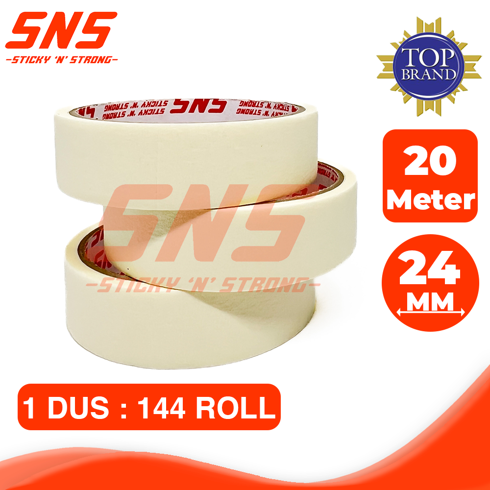 

LAKBAN KERTAS / MASKING TAPE 1 inch ( 24 MM x 20 METER ) SNS