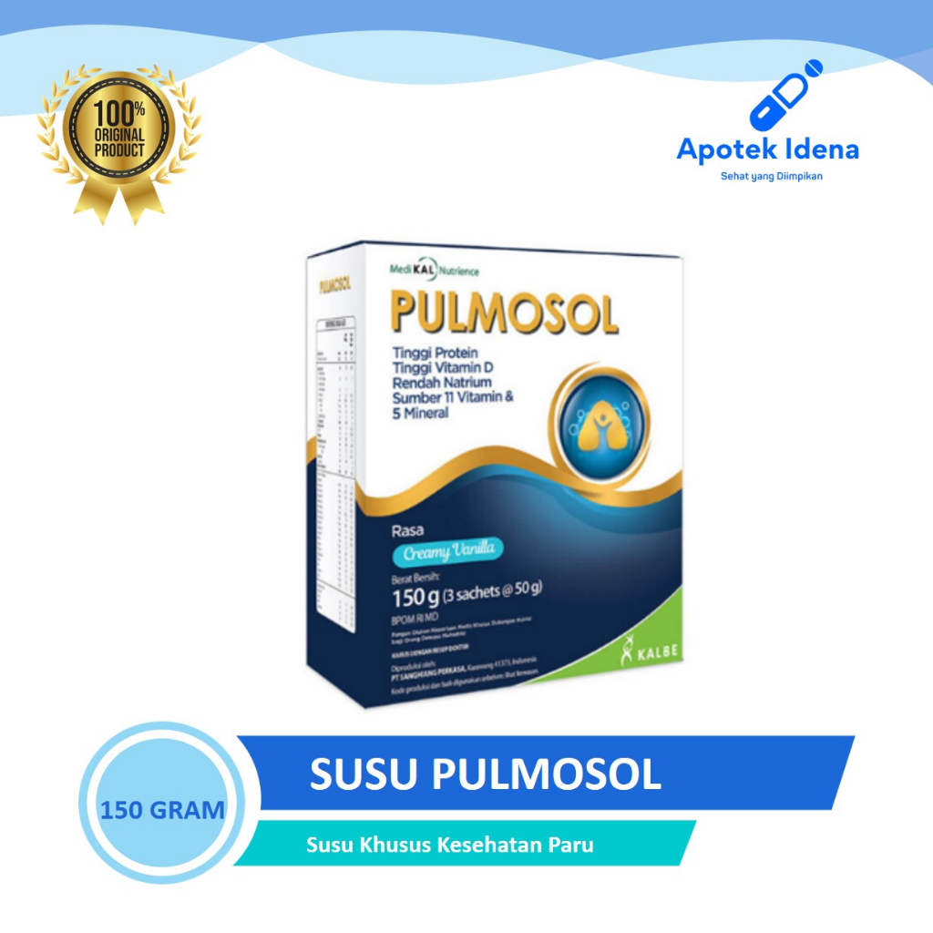 

PULMOSOL CREAMY Rasa Vanila 150GR Susu Untuk Orang Yang Mengalami Gangguan Pernafasan Tinggi Protein