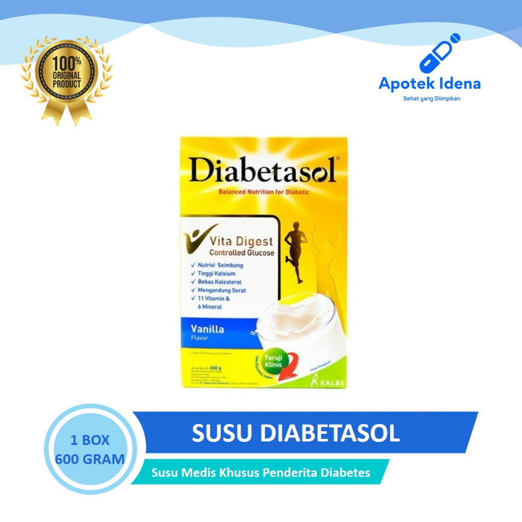 

DIABETASOL Rasa Vanila 600 GR Susu Nutrisi Khusus Penderita Diabetes / Asupan Pengganti Makan