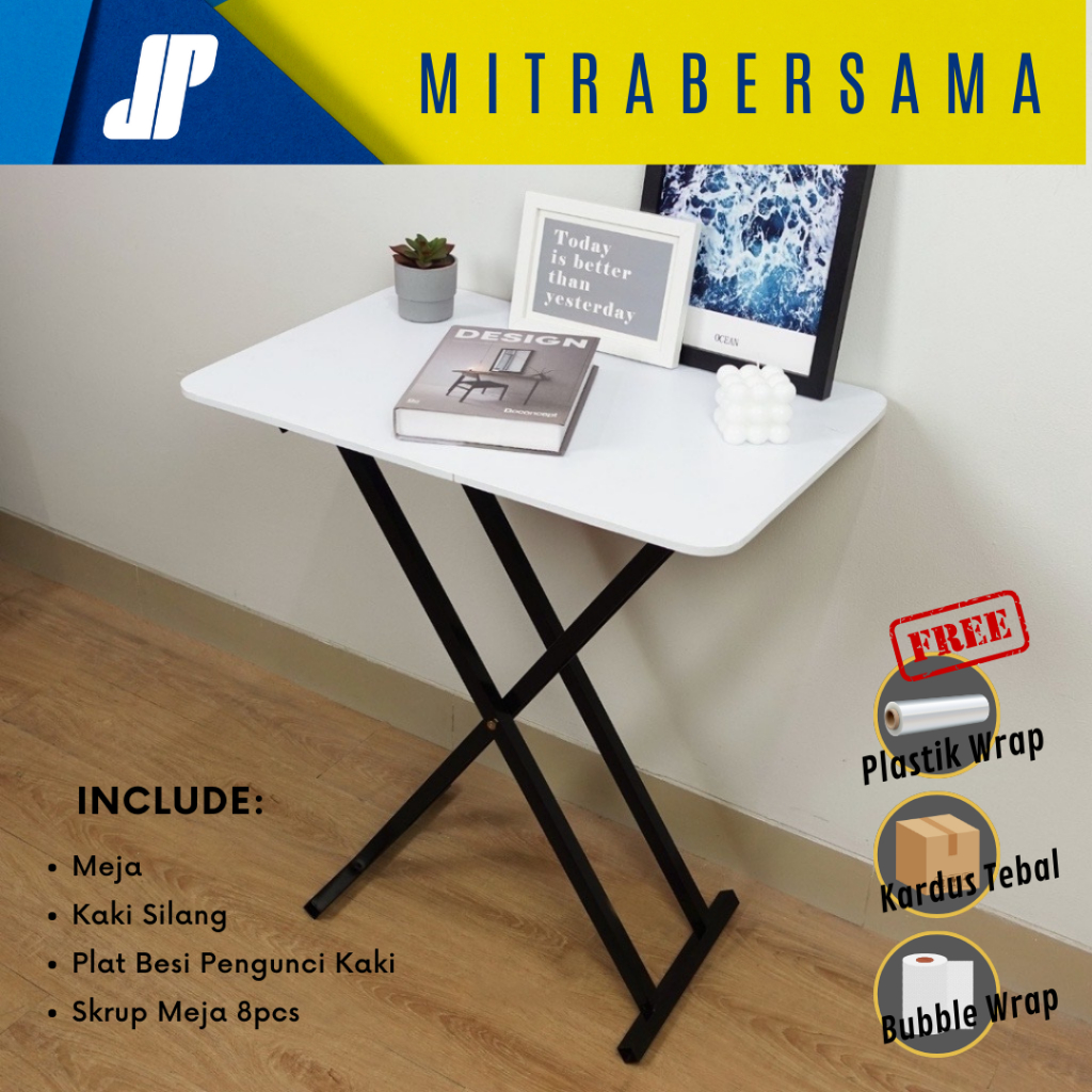 MEJA LIPAT KAKI SILANG SILANG 1 SET 80X40 60X40 + KAKI /MEJA KOMPUTER/MEJA BELAJAR/MEJA MAKAN/MEJA B