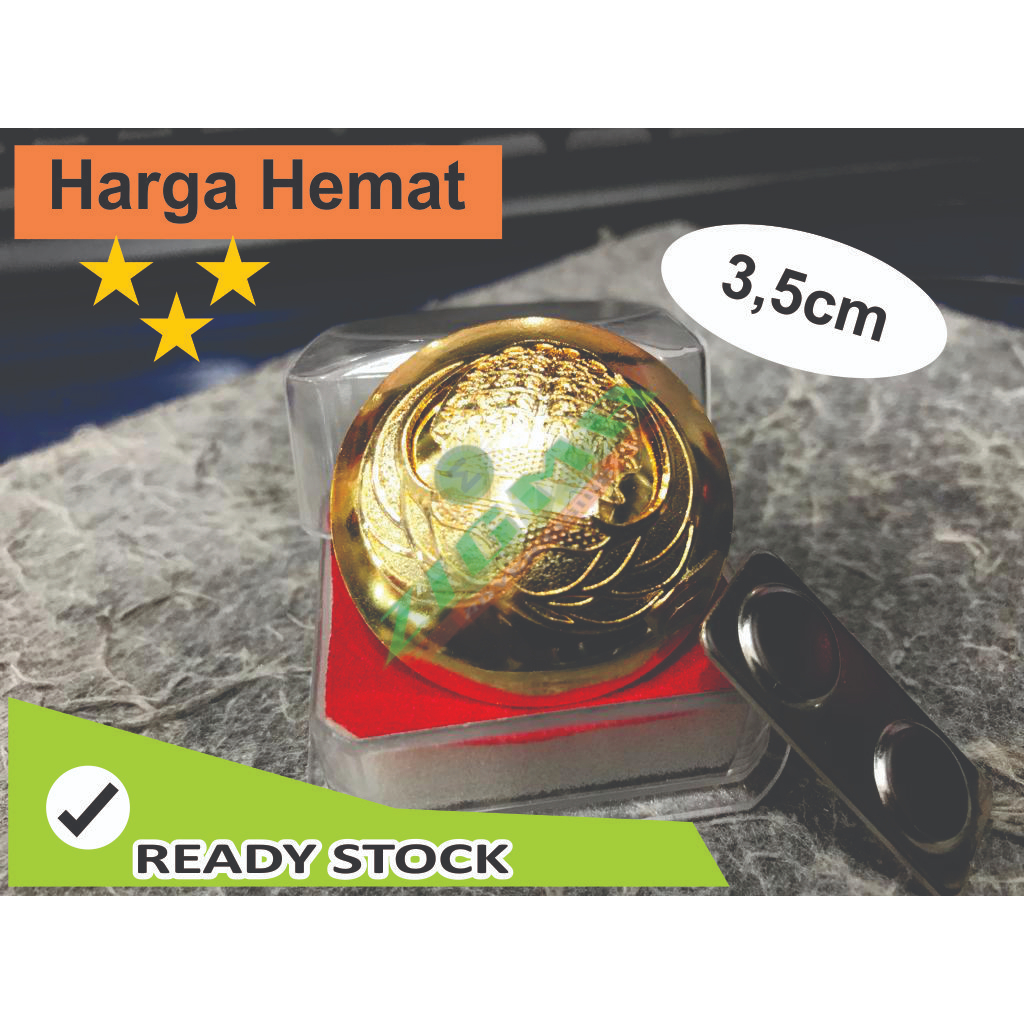 Pin Korpri Cembung Bulat Magnet / Pin ASN Kuningan Magnet Bulat