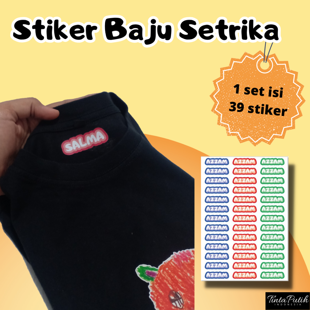 Stiker Baju Setrika / Stiker Nama Kain / Stiker Kain / Sticker Nama Baju / Label Baju Setrika
