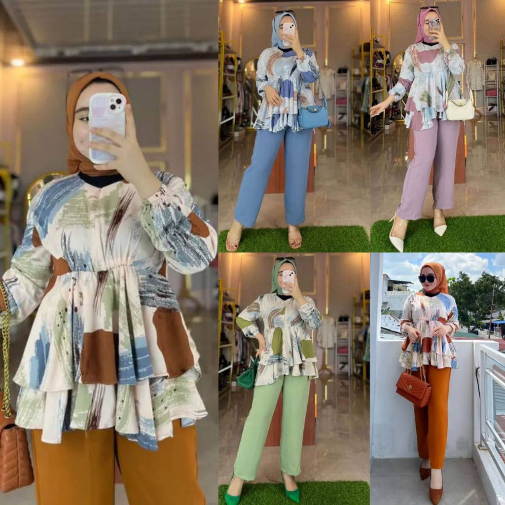 Baju Bsju Daster Pakaian Setelan Stelan Syakila Leaf Set One Set Korean Izora set Mommy set Motif Ab