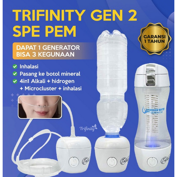 Botol hidrogen antioksidan alkali inhalasi inhaler trifinity generasi2