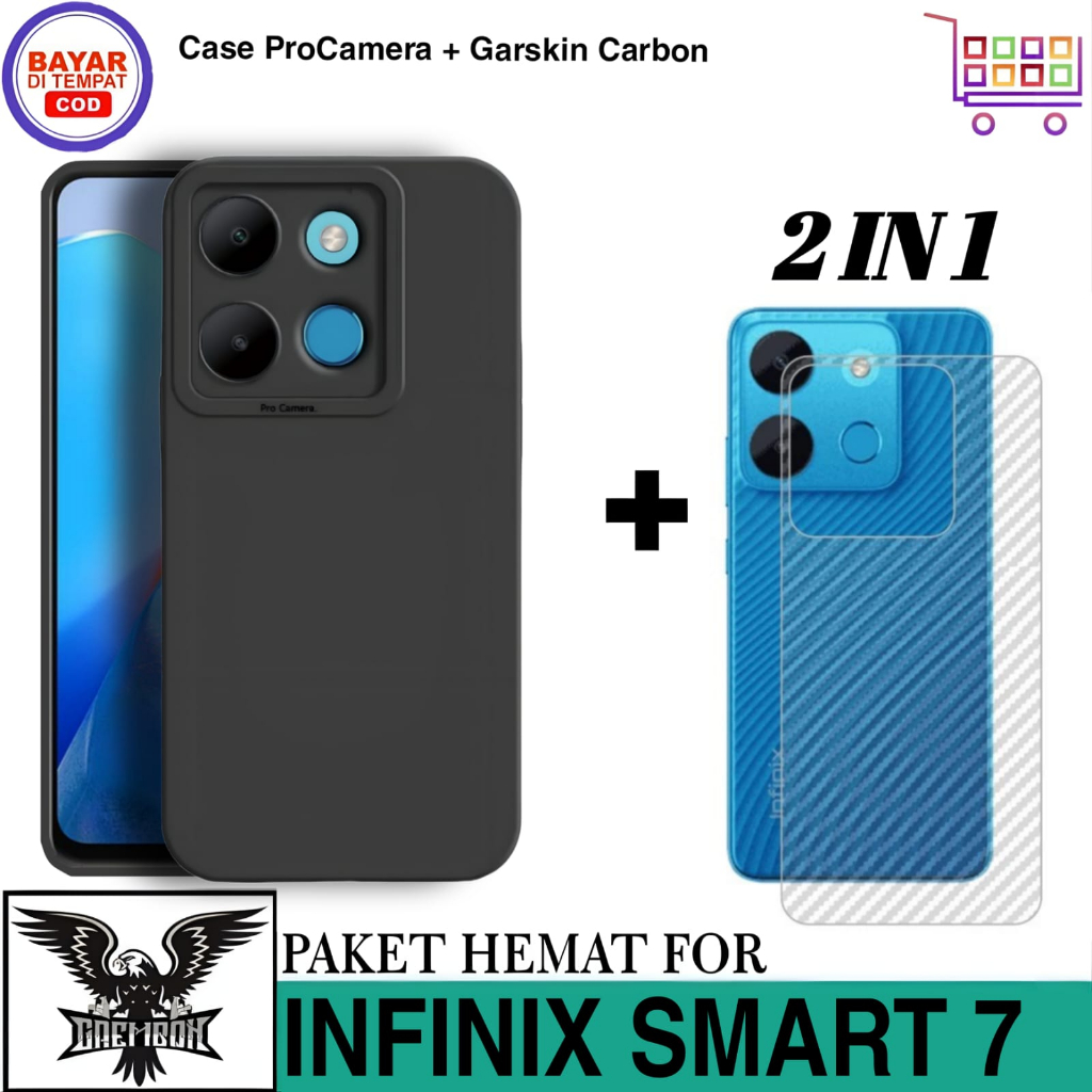 PROMO 2IN1 CASE INFINIX SMART 7 SOFT CASE MACARON FREE GARSKIN HANDPHONE CARBON 3D