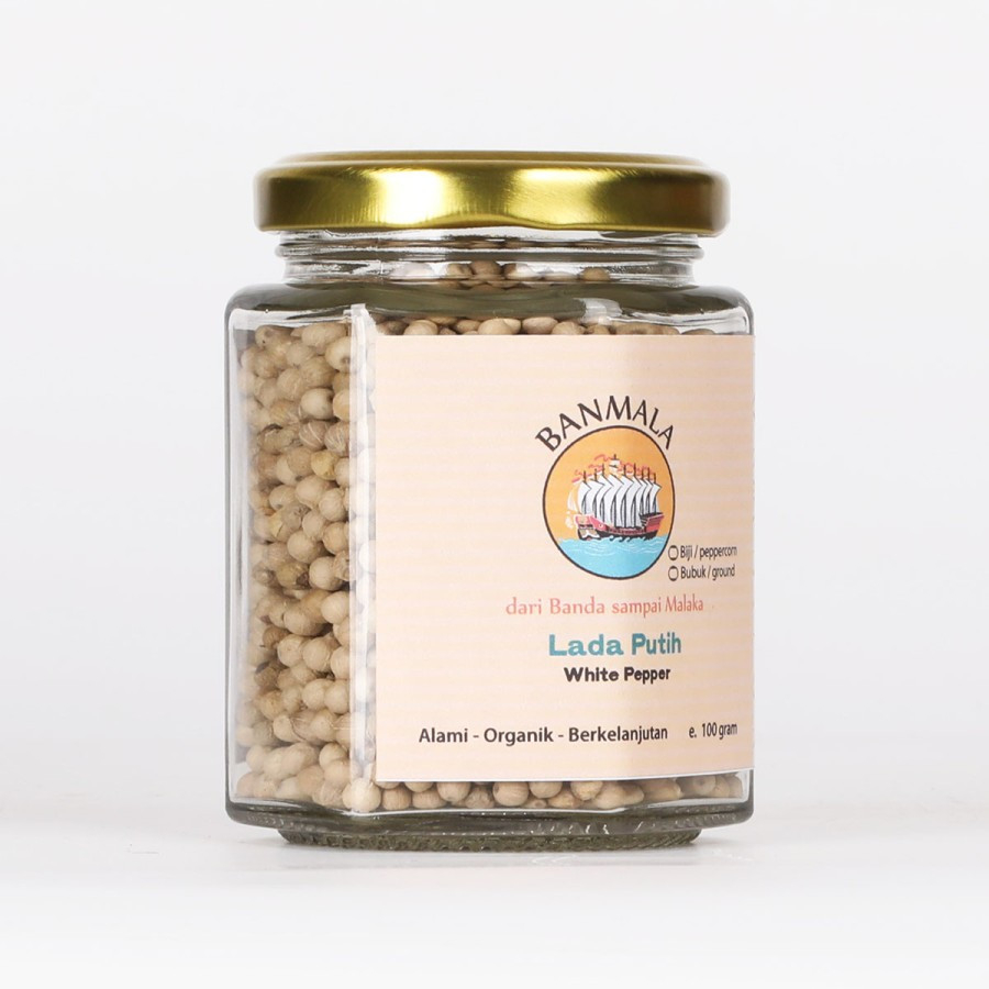

Lada Putih premium botol kaca white pepper 100g Banmala spices - Biji