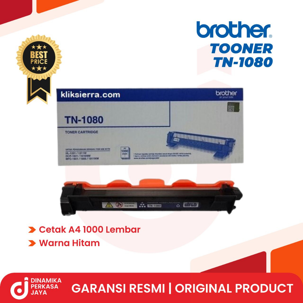 Toner Printer Brother TN-1080 TN1080 TN 1080 Black Original