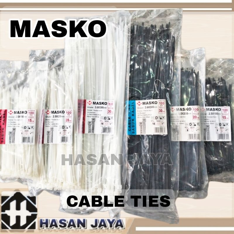 

Kabel Ties MASKO Hitam Putih 10cm / 15cm / 20cm / 25cm / 30cm Harga 1pack isi 100pcs