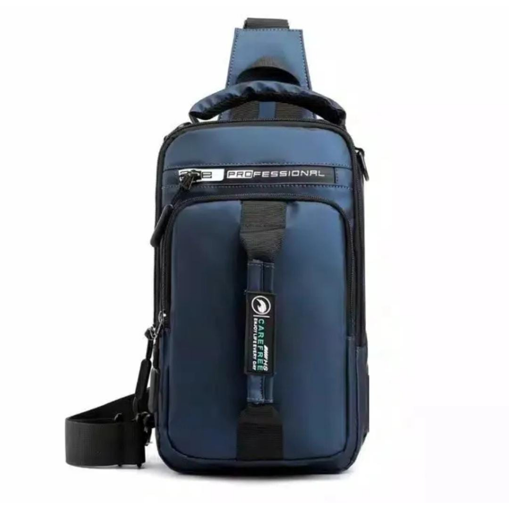 Tas Ransel Waistbag Pria Canvas Profesional Anti Air Waterproof Biru/Navy