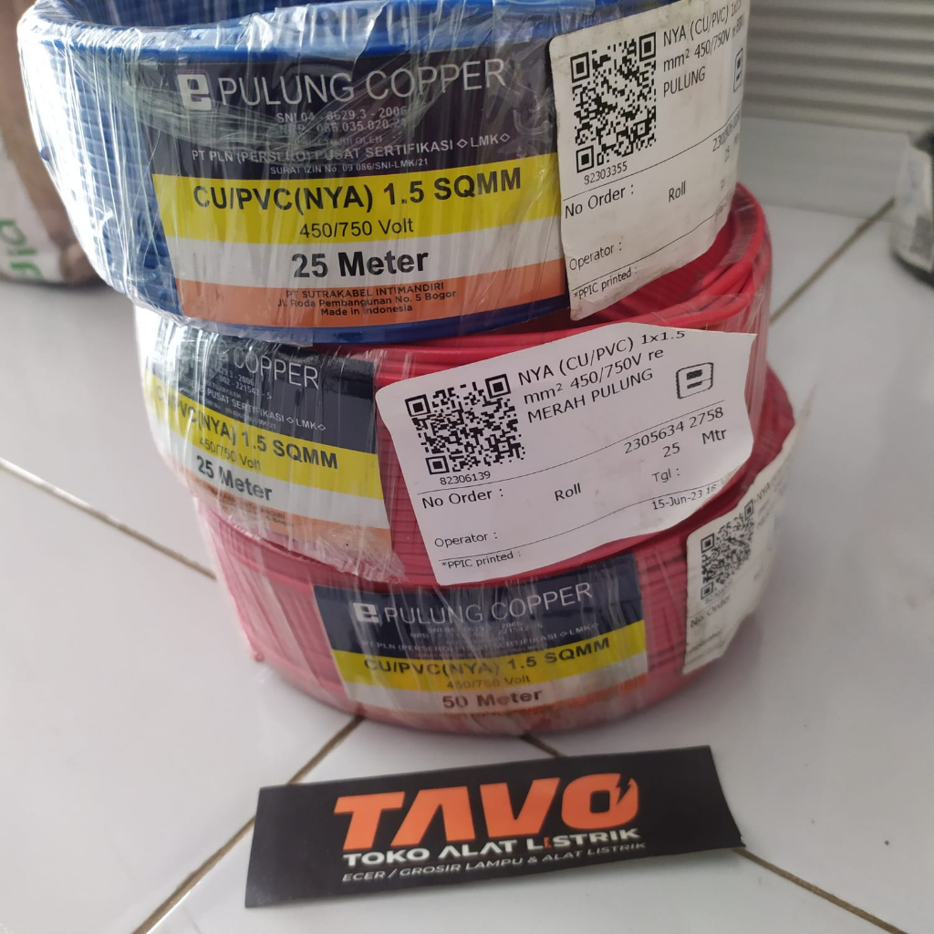 Kabel NYA Pulung 1.5 mm SNI 25mtr / Roll