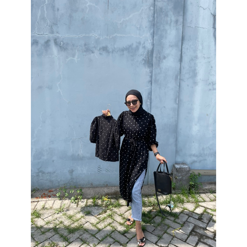 tunik couple ibu dan anak polkadot hitam 145.000/2pcs