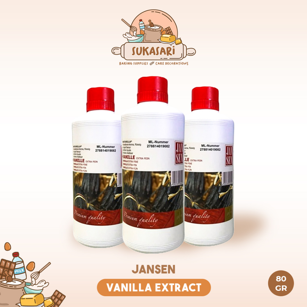 

Sukasari - Jansen Vanilla Extract 80gr Repack/ Vanila Ekstrak/ Perasa Bibit Vanili Cair