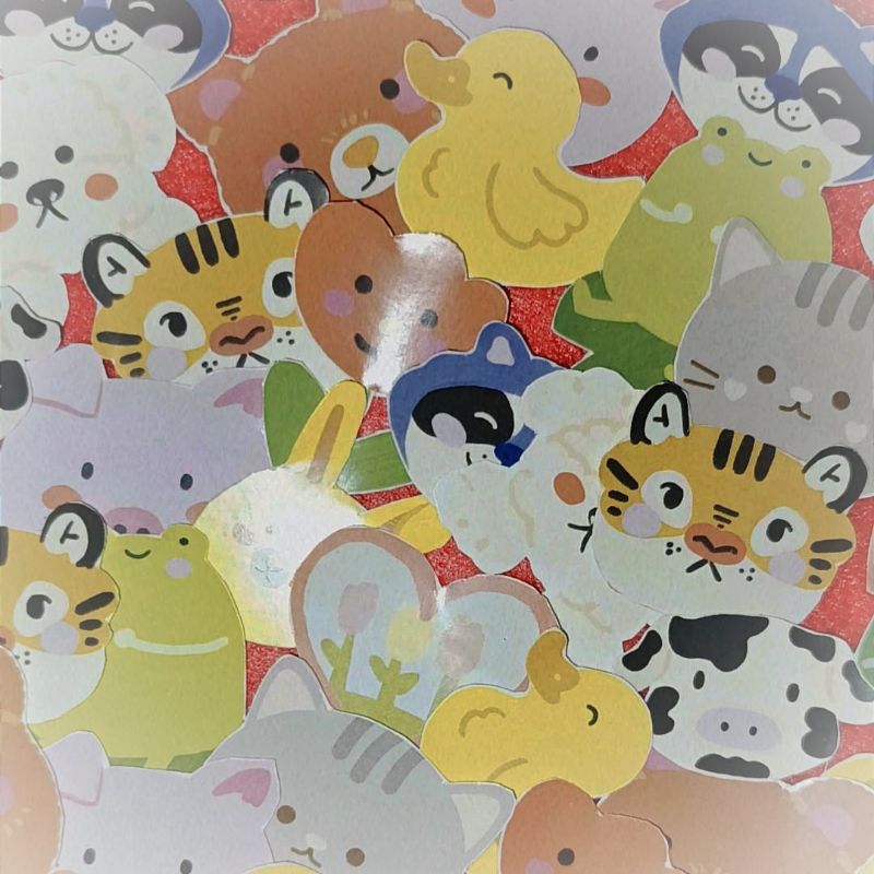 

50 pcs Sticker Cute Animals Aesthetic | Stiker Dekorasi Journaling Lucu