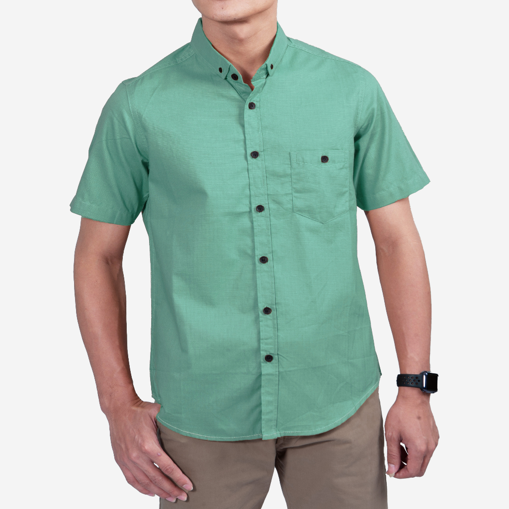 4616 Baju Kemeja Pria Lengan Pendek Oxford Hijau Wardah Murah Grosir