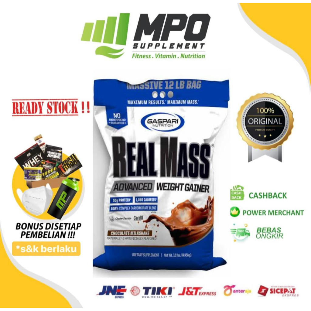 Gaspari Nutrition Real Mass Gainer 12lbs Weight Gainer Penggemuk Badan Gaspari Real Mass Advanced We