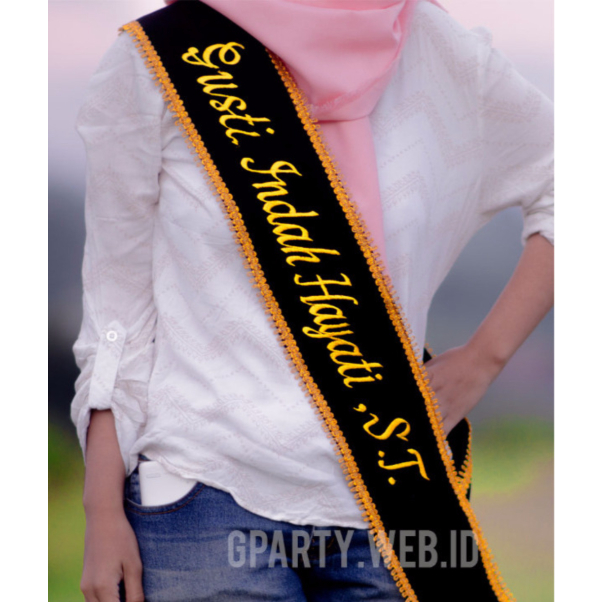 Bordir Sash Wisuda Selempang Pinggiran Renda Murah Promo