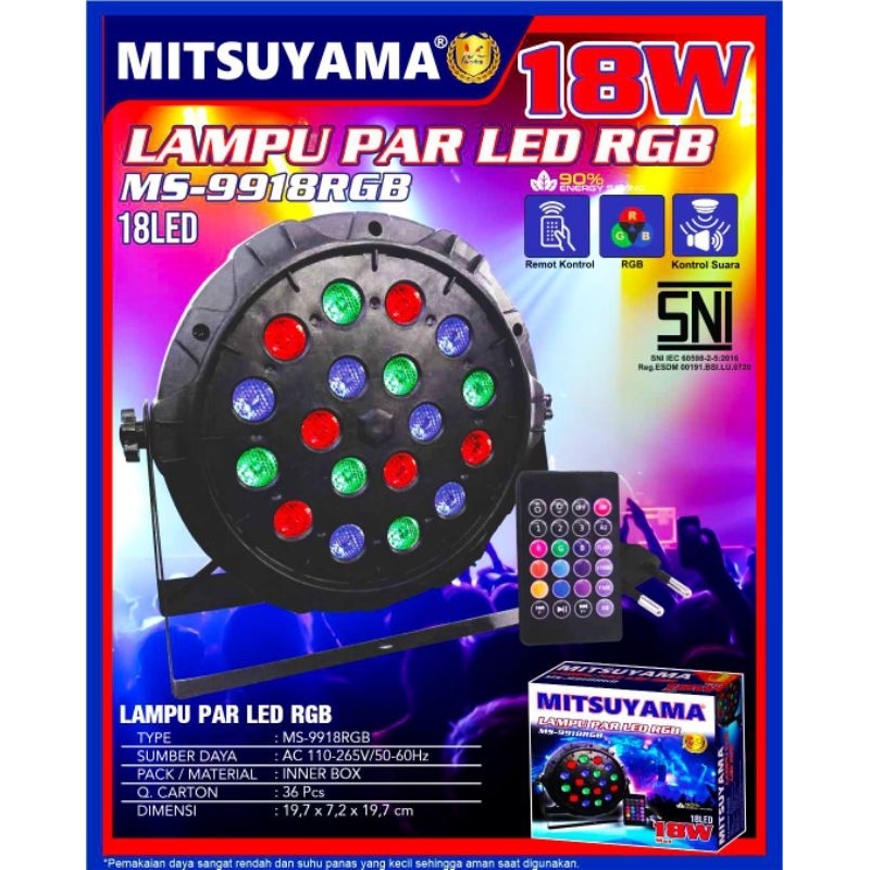Lampu disco par 18led RGB mitsuyama