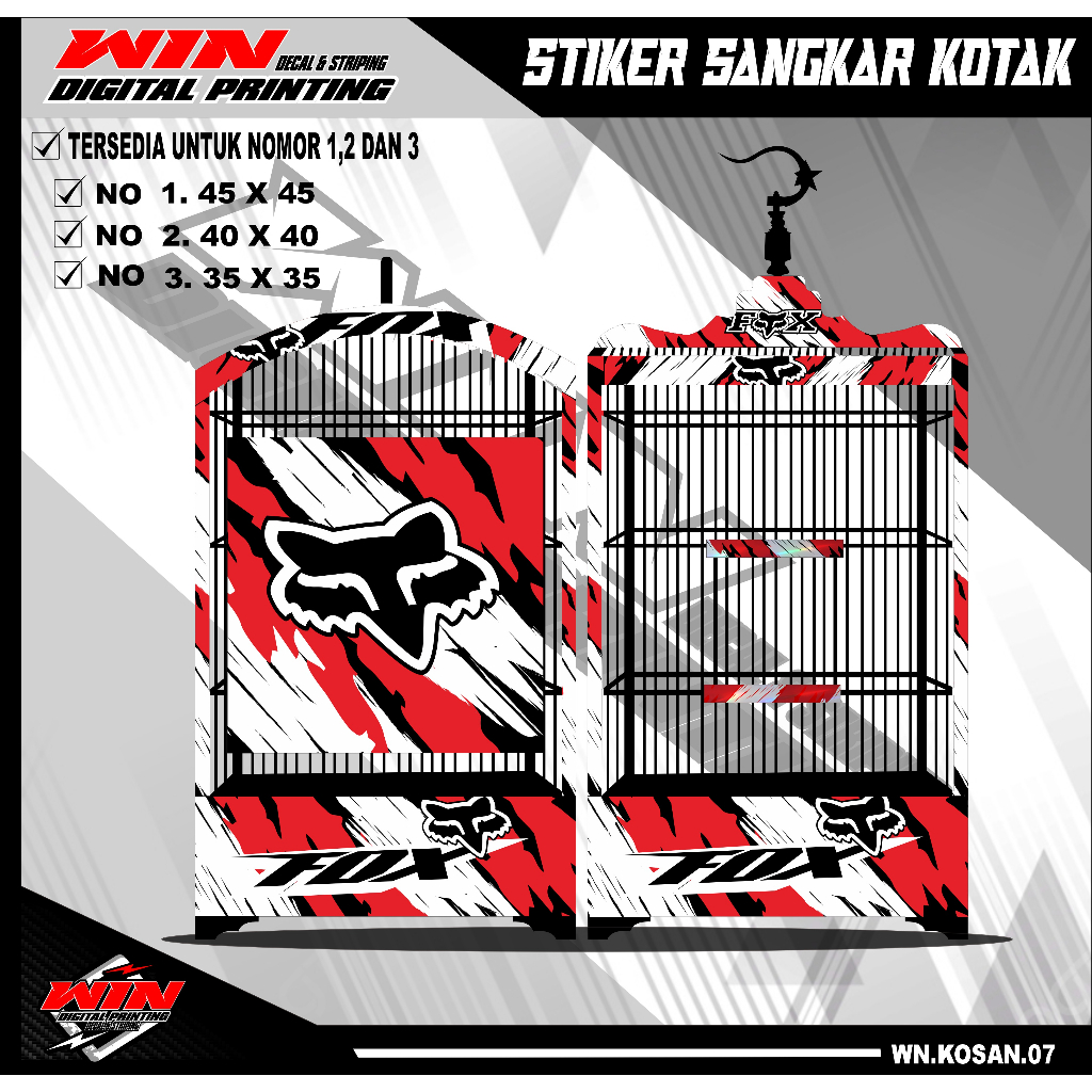 Stiker Decal Sangkar Burung Kotak, Kosan, Persegi, Ebod No. 1, 2, 3 Sangkar kacer,pentet